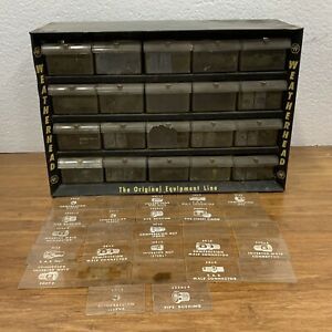 Weatherhead Rare Black Metal Storage Cabinet 20 Drawer fittings original cards