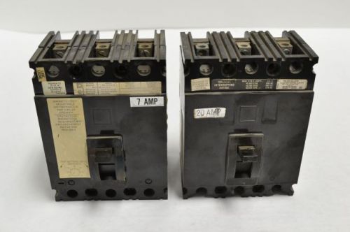 LOT 2 SQUARE D FAL36007 FAL36020 MIXED CIRCUIT BREAKER 7A 20A AMP 3POLE B206414