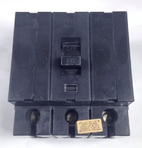 Ehb34060 square d type ehb 4 circuit breaker 3 poles 60 amp 480v great condition for sale
