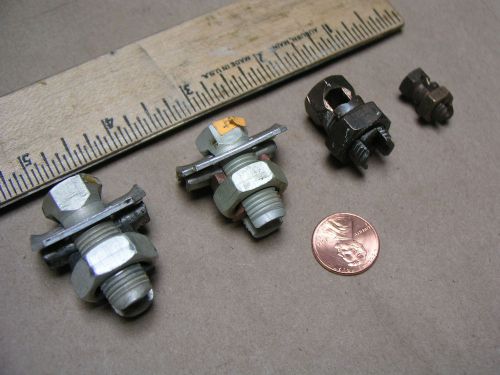 Four  split bolt &amp; nut wire clamps connectors, ground, aluminum - copper, brass for sale