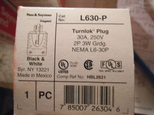 Pass &amp; seymour l630-p turnlok plug 250v 30a 2p 3w -  new for sale