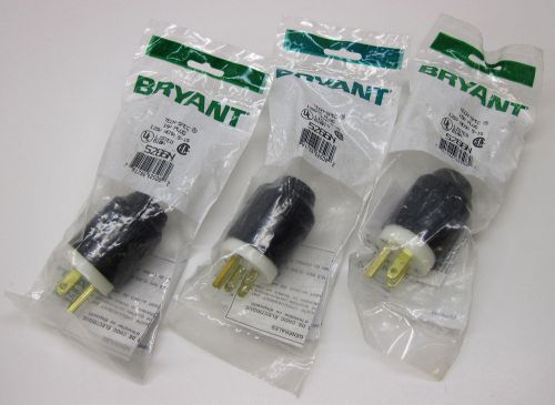 Bryant tech-spec plug 2-pole 3-wire grounding 15a 125v nema 5-15 5266n lot of 3 for sale