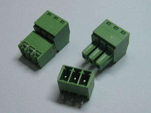 150 pcs Screw Terminal Block Connector 3.81mm Angle 3 pin Green Pluggable Type