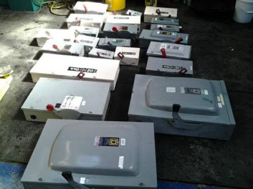 20 disconnect switches (safety switches) mostly 3 phase  400amp- 30amp for sale