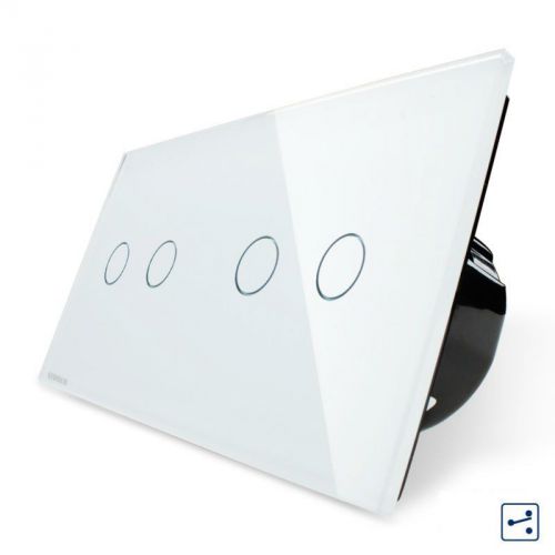 EU 4 Gang 2 Way Light Wall Embedded Touch Panel Crystal Glass Switch White/Black