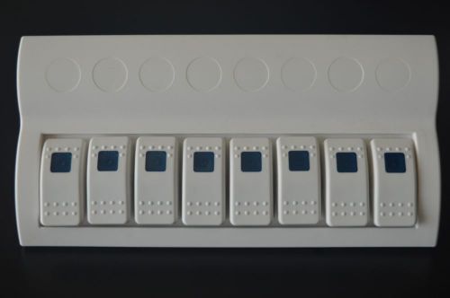 Waterproof White 8 Gang For Marine/Boat/Caravan Blue LED Rocker Switch Panel