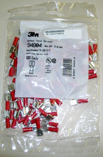 100 x 3m 94804 terminal-female disconnect red 22-18 awg for sale