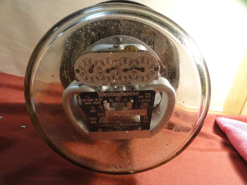 Vintage Westinghouse Watthour Smoke Glass House Meter 15 amp 3wire 240V Type CS