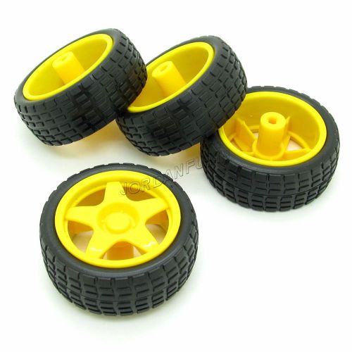 2 pair yellow sensitive axle tire chassis wheel for small smart car robot model for sale
