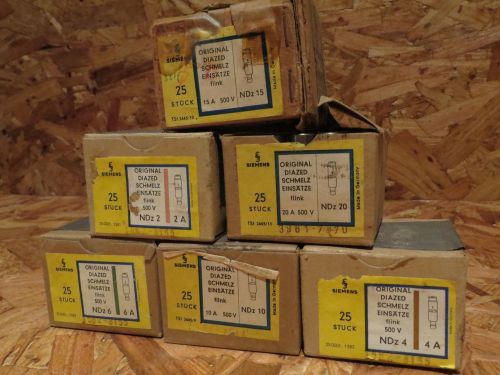Vintage siemens original diazed schmelx 500 v fuses lot of 150 for sale