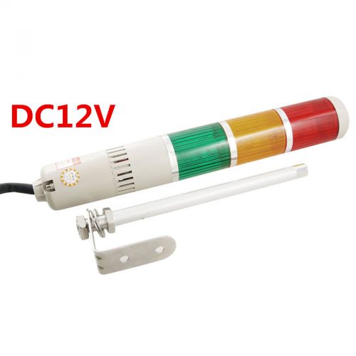DC12V Yellow Red Green Buzzer Sound Tower Industrial Signal Warning Light Alarm