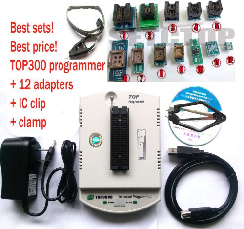 Factory wholesale TOP3000 USB universal programmer + 12 adapter + IC clip +clamp