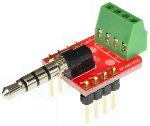3.5mm 4pins Stereo Mic Audio Plug Breakout Board eLabGuy AP-BO-V1A