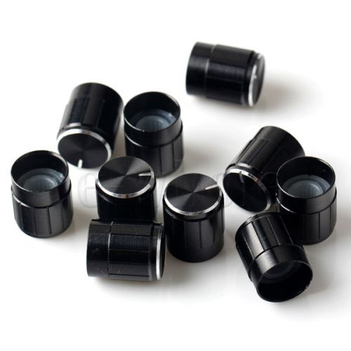 10 volume control rotary knobs black for 6mm dia. knurled shaft potentiometer hm for sale