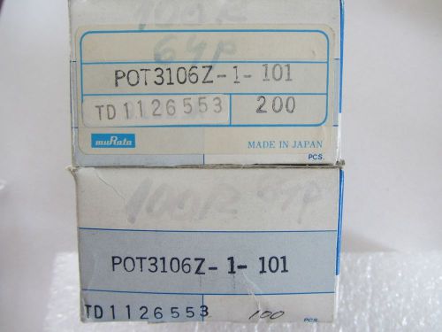 10x Murata  Variable Resistor Trimpot 100 ohm  POT3106Z-1-101