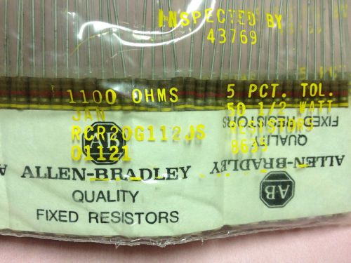 50 Pcs Allen Bradley Resistor RC20G112JS 1100 Ohm 5% Tol 1/2 WATT