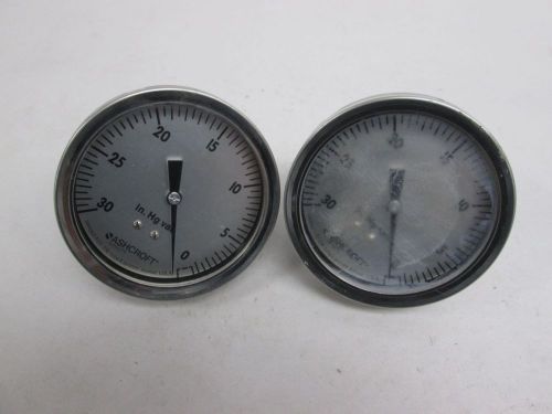 LOT 2 ASHCROFT Q-8962 30-0IN HG VAC 3-1/2IN FACE GAUGE D292395