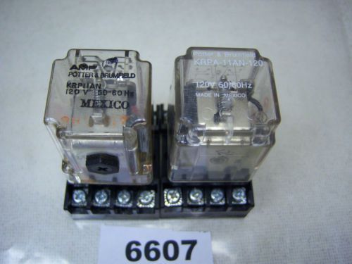 (6607) Lot of 2 Potter &amp; Brumfield Relays KRPA-11AN-120 KRP11AN-120