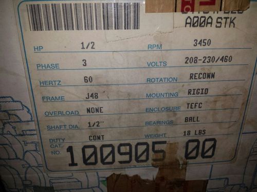 Leeson cat. no. 100905 electric motor 1/2 hp for sale