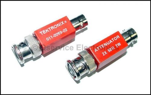 1 pc tektronix 011-0069-02 attenuator 2x 2watt, 50 ohms, bnc male to bnc female for sale