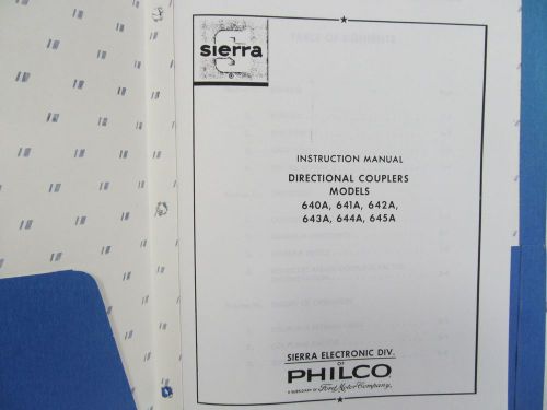 Sierra Electronics 640A,641A,642A,643A,644A,645A Directional Couplers Manual