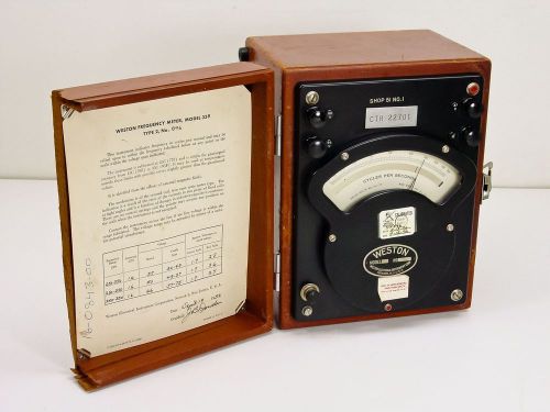 Weston 339  Type 2 Analog Frequency Meter in Wooden Case