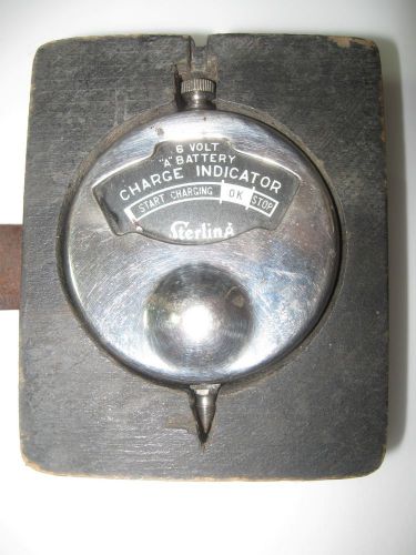 Vintage Sterling 6 Volt A Battery Charge Indicator Meter 1916 Wooden Block Case