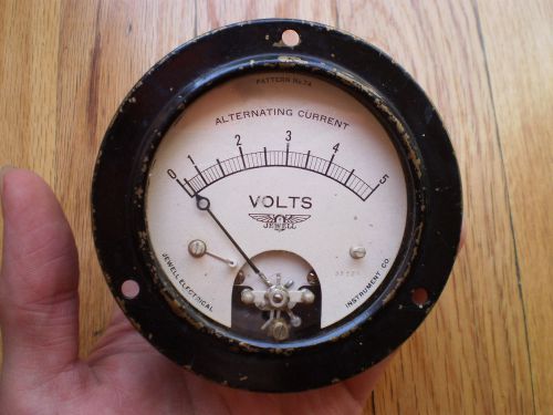 Vintage Jewell AC Meter Pattern No 74 Measures 0-5 Volts Airplane Gauge