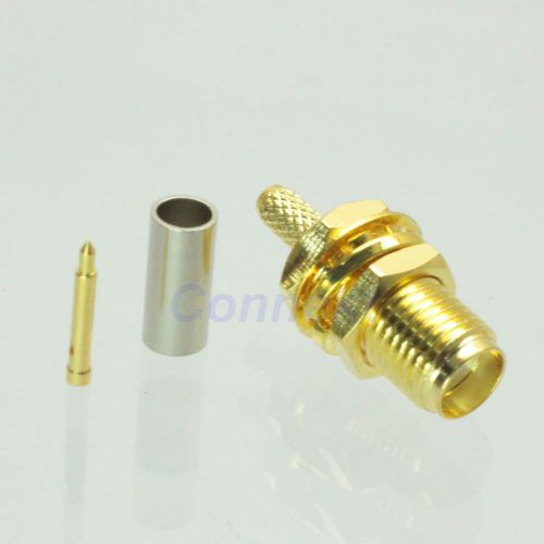 Rp-sma female plug center nut bulkhead crimp rg174 rg316 lmr100 rf connector for sale