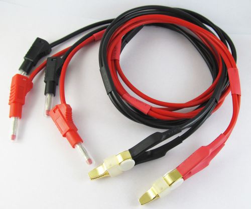1pair 1M Gold Kelvin Clip to Insulated Stackable Banana Plug Silicon Test Cable