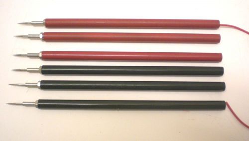 Vintage H.H. SMITH, 3 RED, 3 BLACK,Special Needle Point Probes, Extra Long, USA