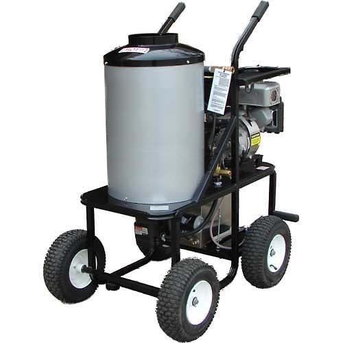 PORTABLE Hot Water Pressure Washer - Gas - 1.4 Gal - Wheels - 3,000 PSI - 18 HP