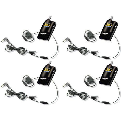 Simultalk 24g eartec beltpacks with loop headsets (four person system) slt24g4lo for sale