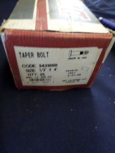 Box of 25 1/2&#034; x 4&#034; Mkt Fastening LLC Taper Bolts