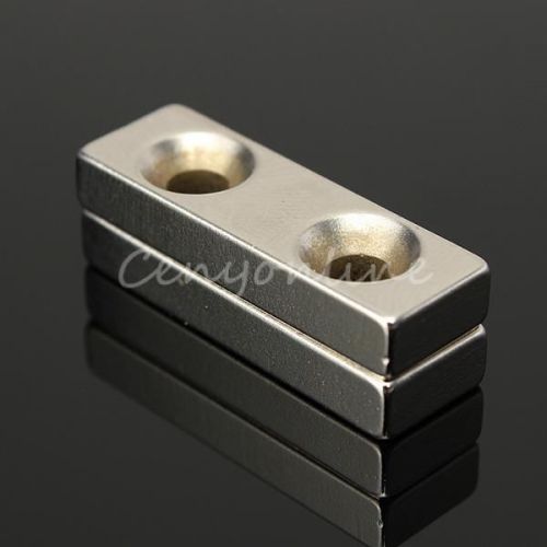 Strong Block Hole Magnet 30x10x5mm Rare Earth Neodymium 2 Countersunk 4mm N35