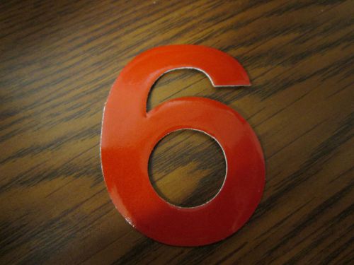 6 (Six) or 9 (Nine), Adhesive Fire Helmet Numbers, Red/Orange, Lot of 37, NEW