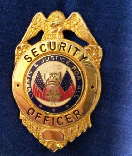 Law Pro Security Officer Badge with Enameled Shield Badge Pin Back 2 1/4&#034;
