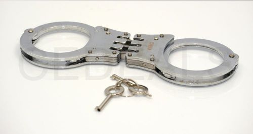 Steel police cop sheriff officer heavy duty military handcuffs hinged 2 key lock for sale