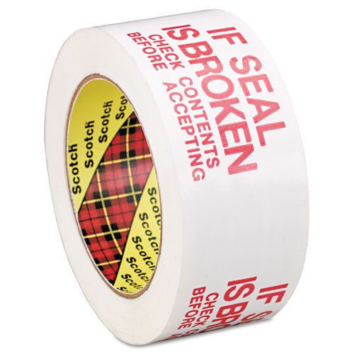 Scotch &#034;&#034;If Seal is Broken, Check Contents&#034;&#034; Printed Tape,  Red/White