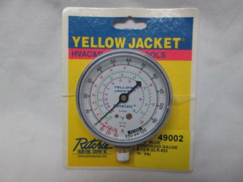 Yellow jacket blue compound manifold gauge 49002 2 1/2&#034; r12 r502 r22 °f psi for sale