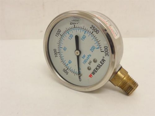 148128 new-no box, weksler by12ypt4lw pressure gauge ss 0-3000psi 1/4 npt for sale