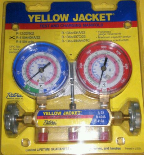 Yellow jacket test and charging manifold gauges + 5 ft refrigerent hose kit  bh