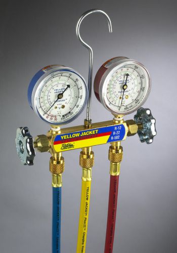 Yellow jacket 41212 refrigerant manifold gauges r12/22/502 for sale