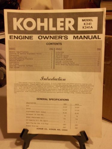 Kohler Model K361 Engine Owner&#039;s Manual