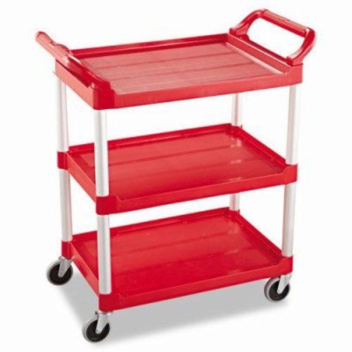 Rubbermaid 3-Shelf Service Cart, 200-lb Cap., Red (RCP342488RED)