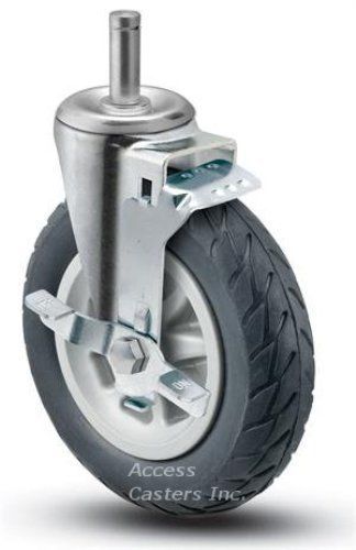 6SNMGBSB 6&#034; x 1-1/4&#034; Grip Ring Stem Swivel Caster with Brake Black Nomatic Wheel