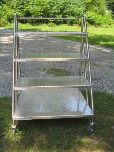 Aluminum rolling cart step ladder with  locking wheels for sale