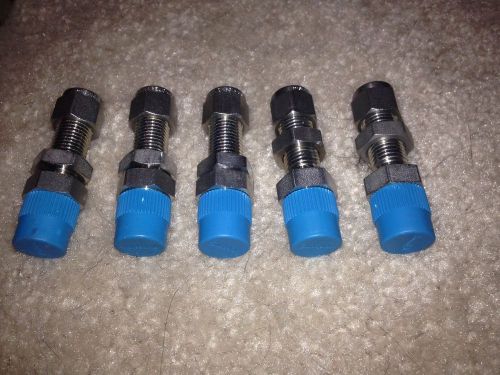 Swagelok 5 each 1/4&#034; x 1/4&#034; mpt stainless steel bulkhead adapters for sale