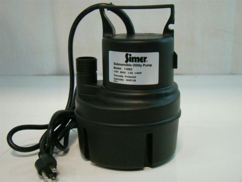 Simer submersible utility pump 115v 1.5a 1/6hp 11652 for sale