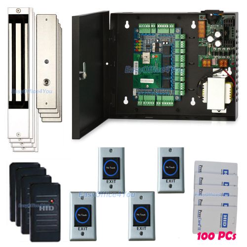 FULL 4 Door HID Access Control Systems+4 PCs 600 pounds maglock+HID Card/Readers